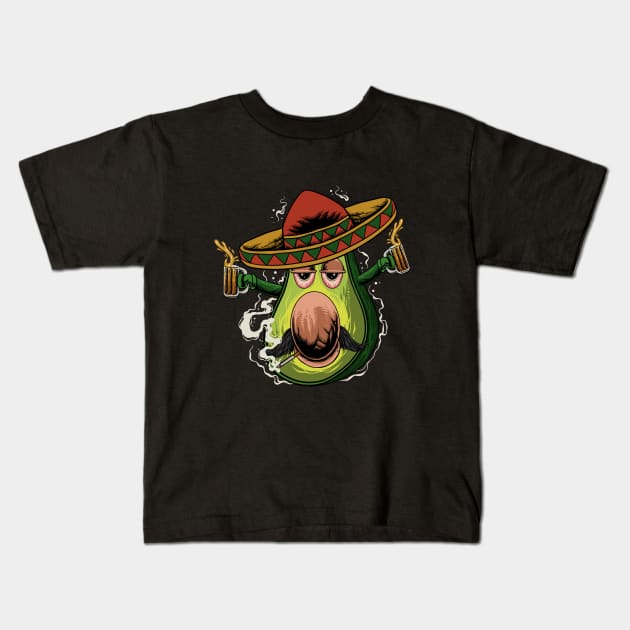 Drunk Avocado - Funny Cinco De Mayo Kids T-Shirt by BDAZ